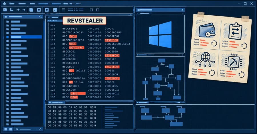Cuatro módulos vinculados a REVSTEALER desactivan Windows Update y Defender para ejecutar un minero de criptomonedas.