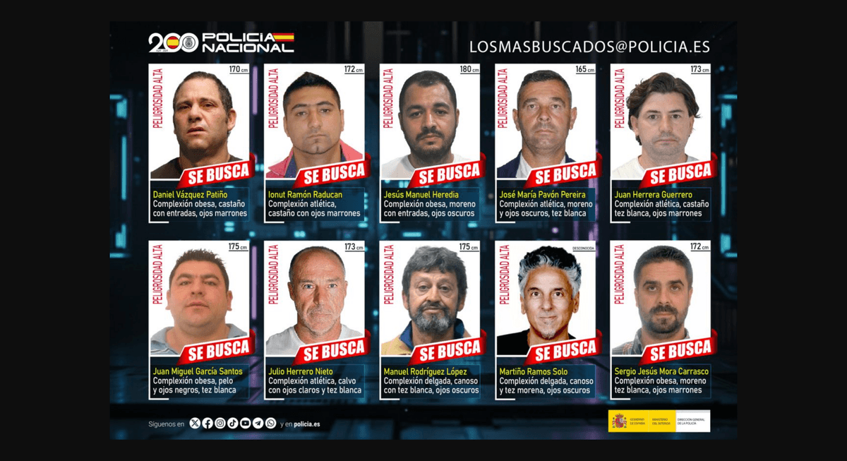 El Yeyo encabeza la reciente lista de los 10 delincuentes más buscados en España.