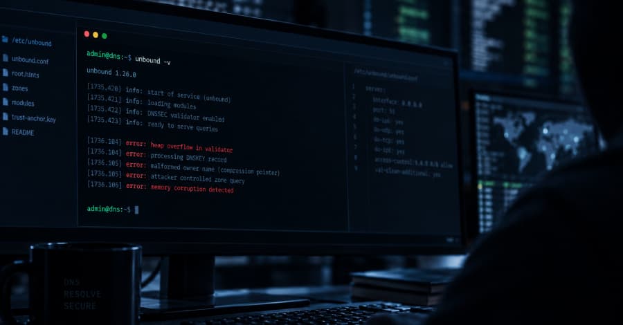 Falla crítica en el validador DNSSEC de Unbound podría permitir RCE a través de una zona DNS maliciosa.